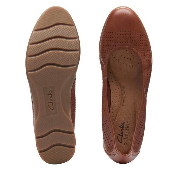 Clarks Women Brown Leather Jenette Ease Ballet Flat, Size 11 - Picture 2 of 8
